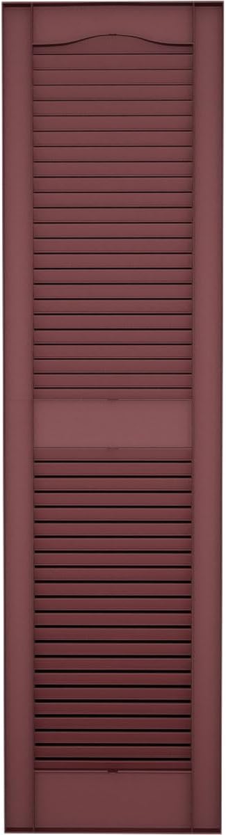 Ekena Millwork Lifetime Vinyl LL1S12X02500PG Standard Cathedral Top Center Mullion, Open Louver Vinyl Shutters, w/Installation Shutter-Lok's & Matching Screws (Per Pair), 12'W x 25'H, Paintable