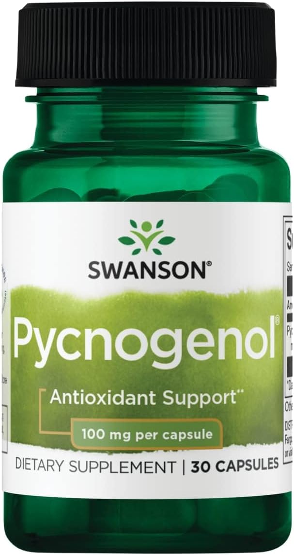 Swanson Pycnogenol Antioxidant 100 Milligrams, 30 Capsules | Provides Antioxidant Support, Supports Healthy Body Function and Promotes Overall Everyday Wellness Naturally
