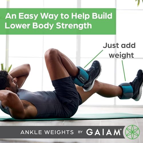 Gaiam Ankle Weights, Wearable Bracelet to Strengthen, Tone & Sculpt, Adjustable Ankle Weights for Women & Men for Yoga, Dance, Pilates, Barre, Cardio