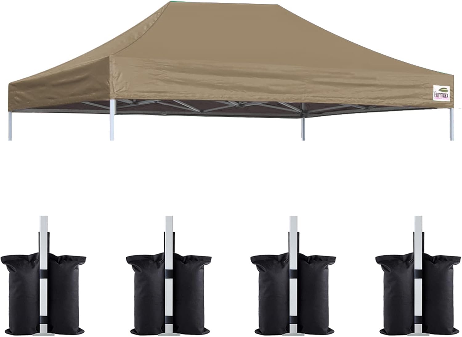 Eurmax USA 10x10 Pop Up Canopy Replacement Top,Universal Instant Canopy Cover ONLY,Heavy Duty UPF 50+ UV Protection,Water & Wind Resistant Tarp,30+ Colors Available,Bonus 4 Sand Bags (White)