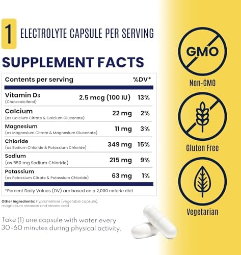 SaltStick Electrolytes with Caffeine - Salt Pills and Electrolytes for Running, Hydration, Leg Cramps Relief, Sports Recovery, Hiking Essentials - Salt, Magnesium, Potassium, Vitamin D3 - 100 Count | Electrolyte capsules to replace what you lose in sweat…