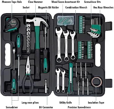 CARTMAN 148-Piece Automotive And Household Tool Set, Blue Repair Kit Case