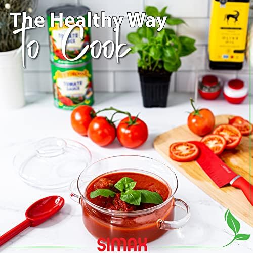 Simax 48 Oz Borosilicate Glass Saucepan With Lid - Microwave, Stove and Dishwasher Safe Potpourri Pot and Serving Dish