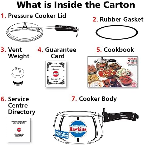 Hawkins 3 Litre Contura Pressure Cooker, Stainless Steel Inner Lid Cooker, Handi Cooker, Induction Cooker, Silver (SSC30)
