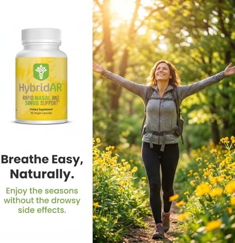 HybridAR Sinus & Nasal Support Herbal Supplement for Adults, 30 Veggie Caps | Daily immunity
