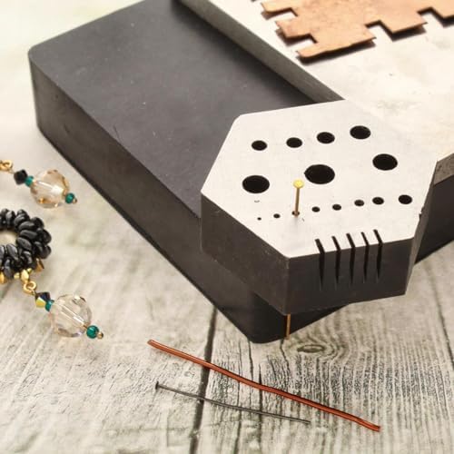The Beadsmith Hex Anvil – 2” Hexagonal Steel Base – Includes 15 Holes 3/64” x 1/4” (1.2mm-6.4mm) and 5 Slots – Used for Riveting
