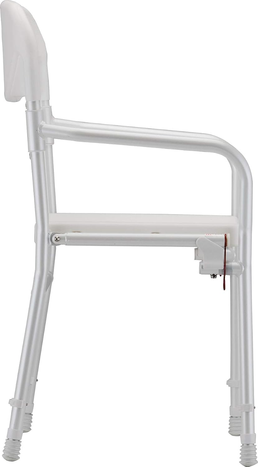 NOVA Medical Products Foldable Bath and Shower Chair with Arms and Back, U Shaped Front Design for Hygienic Cleaning, Seat Height Adjustable