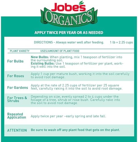 Jobe's Organics Granular Bone Meal Fertilizer, Strong Root Development for Bulbs, Tomatoes, Roses, and Other Flowering Plants, 4 lbs Bag