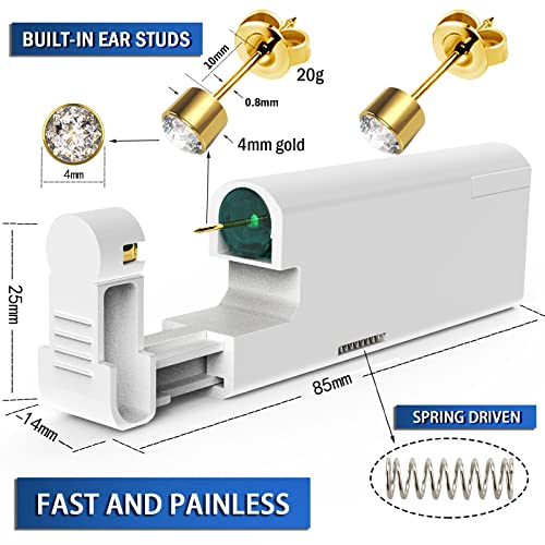 2Pcs Ear Piercing Kit Automatic and Painless Ear Nail Gun Disposable Aseptic Household Ear Piercing Gun Portable Ear Piercing Gun Group Ear Piercing Tools With Built-in 4mm Hypoallergenic Ear Studs