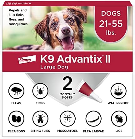 K9 Advantix II Large Dog Vet-Recommended Flea, Tick & Mosquito Treatment & Prevention | Dogs 21 - 55 lbs. | 4-Mo Supply