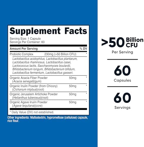 Nutricost Probiotic Complex (50 Billion CFU) 60 Capsules, for Men and Women | Vegetarian Capsules, GMO-Free, Gluten-Free