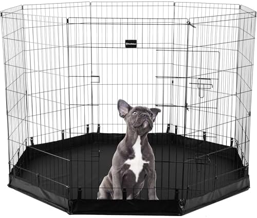 Puppy Playpen - Foldable Metal Exercise Enclosure with Eight 24-Inch Panels - Indoor/Outdoor Fence for Dogs, Cats, or Small Animals by PETMAKER