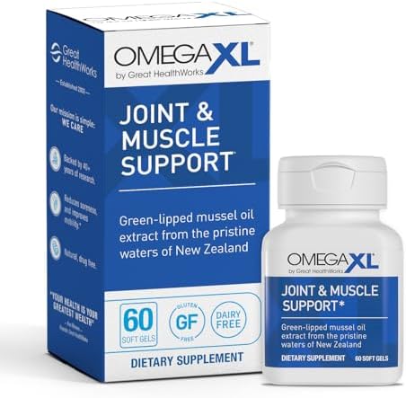 OmegaXL Joint Support Supplement, 60 Count | Green Lipped Mussel Oil, Soft Gel Pill, Natural Joint and Muscle Support Supplement, Clinically Supported, Non-GMO, Drug-Free