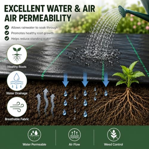 6FTx300FT Weed Barrier Landscape Fabric Heavy Duty 5oz Pro Ground Cover Mat