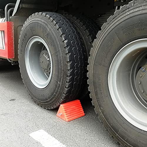 ROBLOCK 2 Pack Wheel Chocks Heavy Duty Orange with Eyebolt for Travel Trailer, 10" Length x 8" Width x 5.7" Height