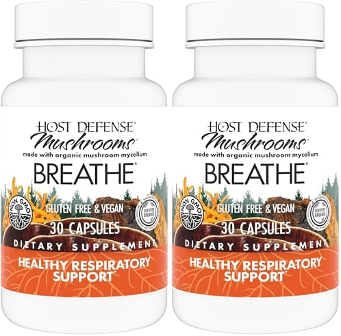 Host Defense Breathe* Capsules - Immune & Respiratory Support Mushroom Supplement - Herbal Lung Health Supplement with Chaga, Reishi & Cordyceps - 30 Capsules (15 Servings)*