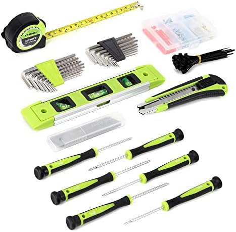 FASTPRO 215-Piece Home Repairing Tool Set with 12-Inch Wide Mouth Open Storage Bag, Household Hand Tool Kit,Red