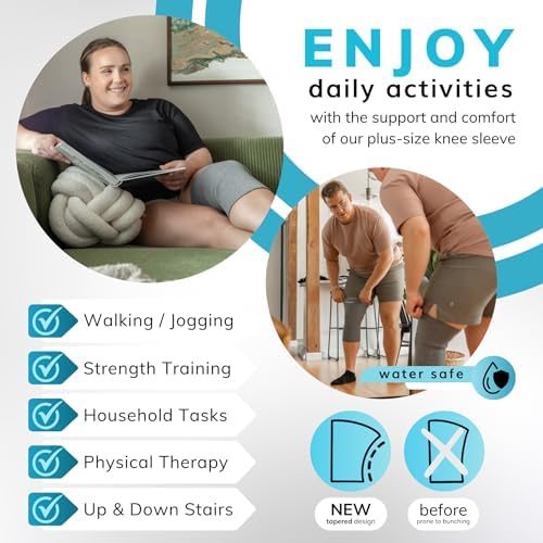 BraceAbility Plus Size Neoprene Knee Sleeve - 5X Bariatric Compression Support Brace for Women's or Men's Arthritis Joint Pain Relief and Treatment, Fitting Big Legs and Obese Thighs (5XL)