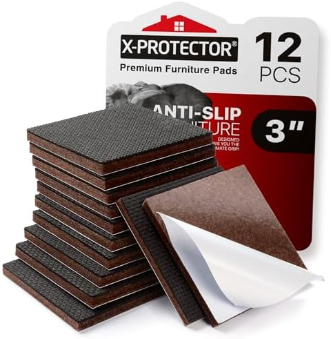 X-PROTECTOR Non Slip Furniture Pads – 12 Premium Furniture Grippers 3"! | Best SelfAdhesive Rubber Feet Furniture Feet – Ideal Non Skid Furniture Pad Floor Protectors – Keep Furniture in Place!
