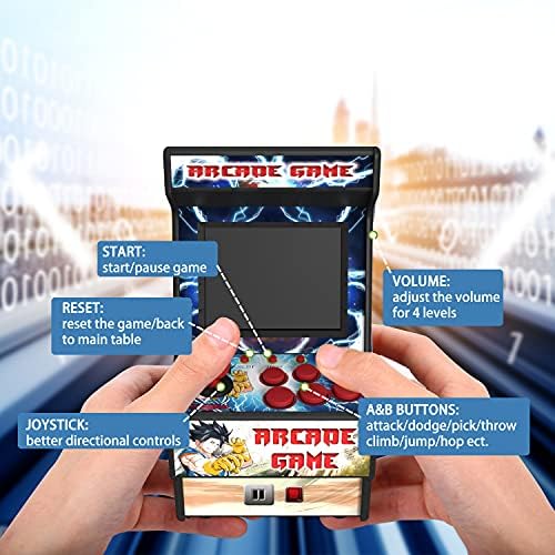 Mini Arcade Machine, Built in 156 Classic Retro Games, 2.8 Inch Screen | 156 Classic 16-Bit Video Games, Handheld Game Console, Rechargeable Battery, Support for TV Output, Birthday Present for kids