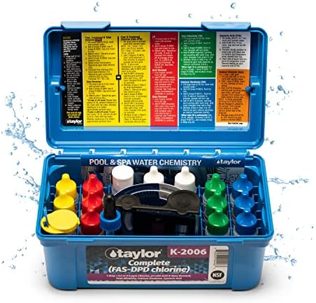 Taylor Pool Water Test Kit, Complete Swimming Pool Water Test Kit, for Chlorine, pH, and Alkaline Levels, Ideal for Pools, Hot Tubs, and Spas