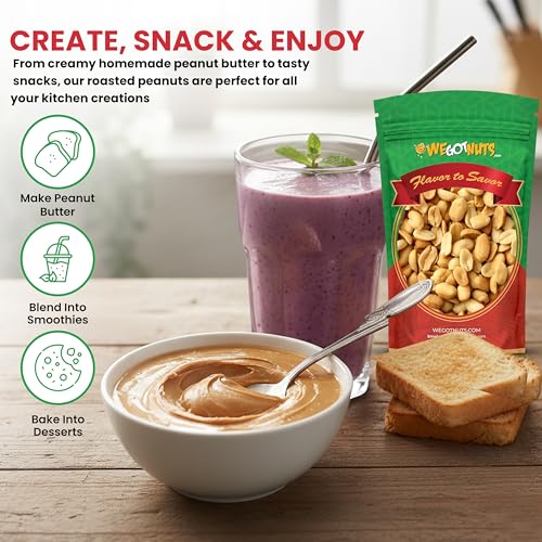 Roasted Unsalted Peanuts 5 Pounds (80oz) By We Got Nuts – Premium Quality Kosher Peanut – Healthy & Natural Rich Flavor Snack – Great For DIY