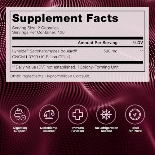 Pure Therapro Rx Saccharomyces 10B Probiotic, 120 Capsules | Supports Gut & Digestive Health, 10B CFU Saccharomyces Boulardii, For Men & Women, No Fillers, Made in USA, Pharma Grade