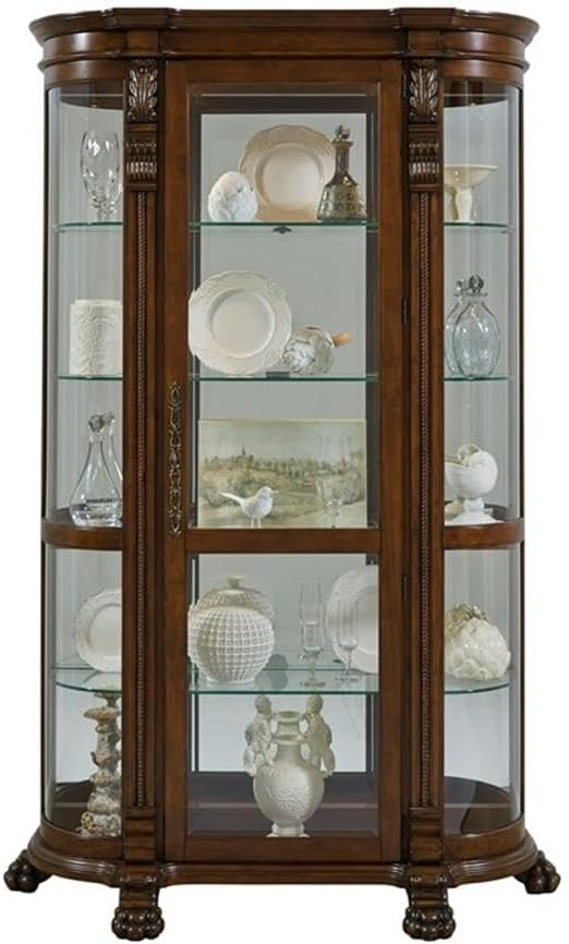 Pulaski Curved End Curio, 53 by 17 by 82-Inch, Brown