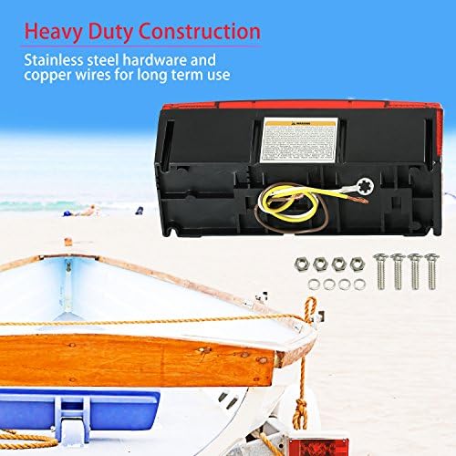 Wellmax LED Boat Trailer Lights, Submersible Marine Waterproof Tail Lights | 12V Tail & Turn Signal, DOT Compliant, Sealed Acrylic Lens