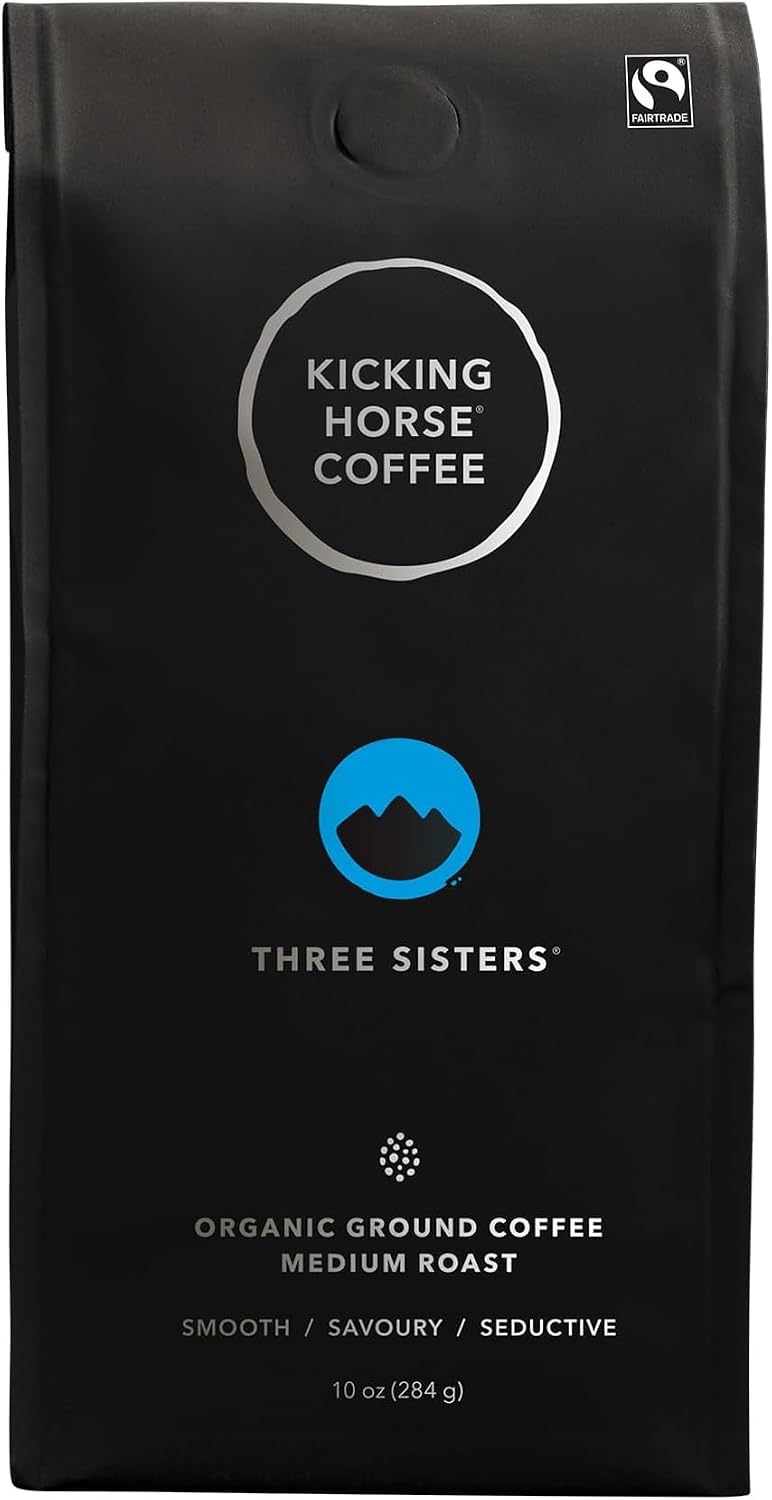 Kicking Horse Coffe, Three Sisters, e, Medium Roast, Ground, 10 oz - Certified Organic, Fairtrade, Kosher Coffee