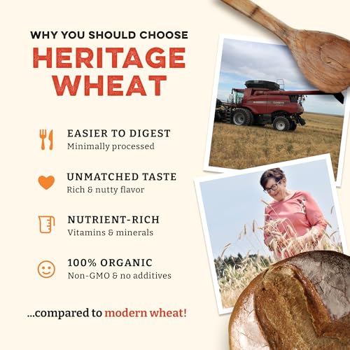 Sunrise Flour Mill Organic Heritage Whole Wheat Flour - 2 lbs | Easier to Digest with Less Bloating | No Bleaching or Bromating | Zero Additives
