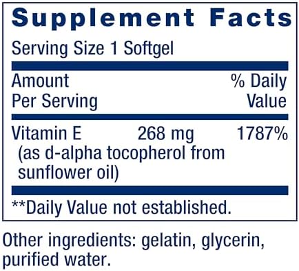Life Extension Super Vitamin E, 268 mg (400 IU), Non-Synthetic Vitamin E Supplement Promotes Whole-Body Health, Gluten-Free, Non-GMO, 90 softgels