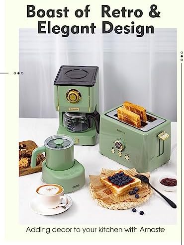 Amaste Drip Coffee Maker, Coffee Machine with 25 Oz Glass Coffee Pot, Retro Style Coffee Maker with Reusable Filter & Three Brewing Modes