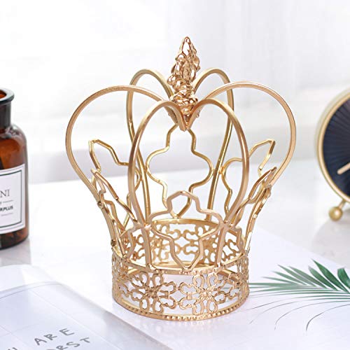 Yamfurvo Royal Metal Desktop Crown Decor, Decorative Centerpiece Crown Sculpture for Wedding, Christmas, Party Table, Baby Shower, Antique Home Decor