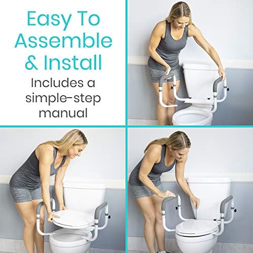 Vive Toilet Safety Rail - Adjustable Grab Bar - Compact Support Frame | Handrail for Bathroom Toilet Seat - Easy Installation for Handicap Senior