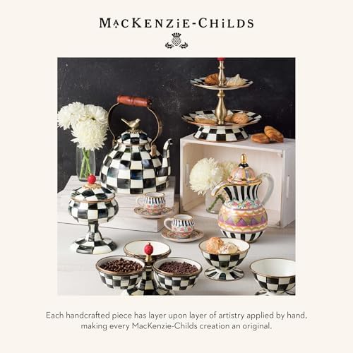 MACKENZIE-CHILDS Enamel Baguette Dish, Black-and-White Courtly Check | Hand-painted design, made from enameled steel