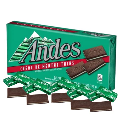 Andes Mint and Peppermint Crunch Thins Chocolate Pack, Holiday Candy Treat Boxes, Set of 2, 28 Pieces in Each
