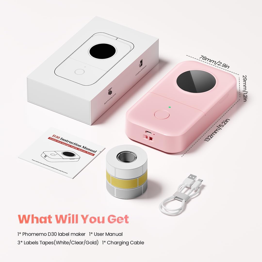 Phomemo Label Maker, D30 Bluetooth Mini Label Maker Machine with Tape