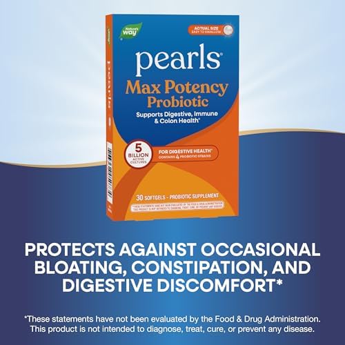 Nature's Way Probiotic Pearls Max Potency Softgels, 5 Billion CFU, 30 ct | Daily Probiotic for Women and Men, Supports Digestive, Immune