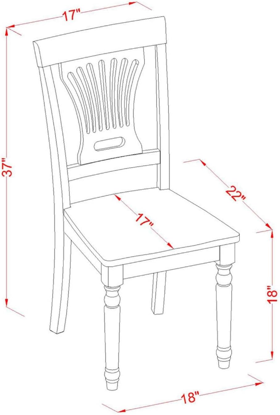 East West Furniture PVC-WHI-W Plainville Dining Chairs - Stylish Back Wood Seat Kitchen Chairs, Set of 2, Buttermilk & Cherry