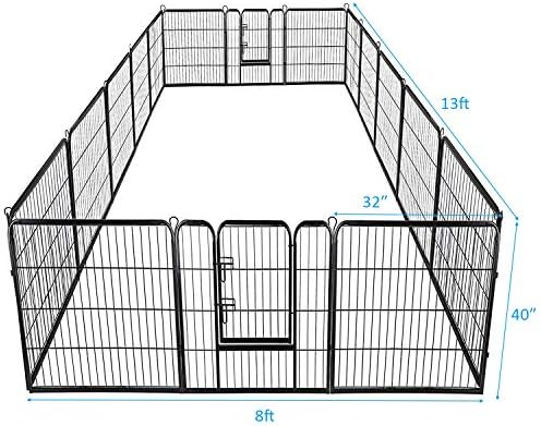 S AFSTAR 16 Panels Metal Dog Playpen, 48" Height Dog Fence Exercise Pen with Doors for Large Medium Small Dogs Rabbits Cats, Foldable Pet Puppy Playpen for Indoor & Outdoor Yard (Black)