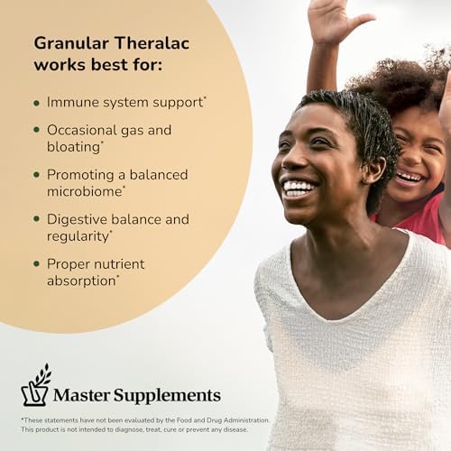 Master Supplements Granular Theralac - 1.05 oz - Multi-Strain Probiotic Powder for Optimal Gut Health - Great for Kids - Vegan, Gluten Free - 40 Servings