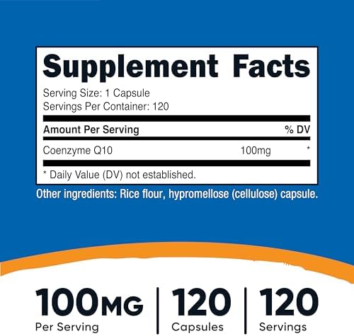 Nutricost CoQ10 100mg, 120 Vegetarian Capsules, 120 Servings, GMO-Free | High Absorption Coenzyme Q10