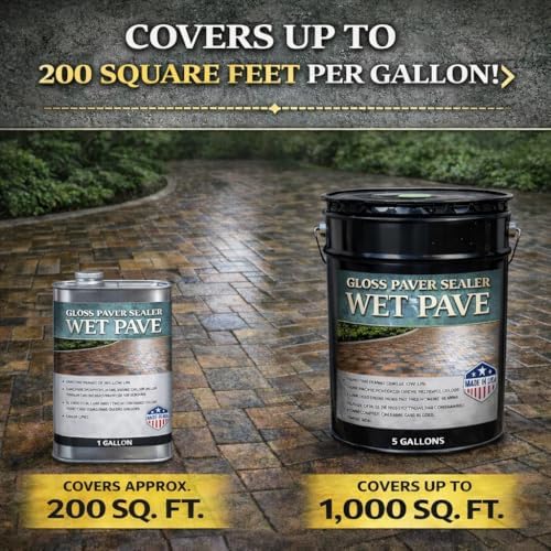 Wet Pave Paver Sealer – Waterproof & UV-Resistant Masonry Sealer for Concrete, Brick & Stone – Color Enhancing