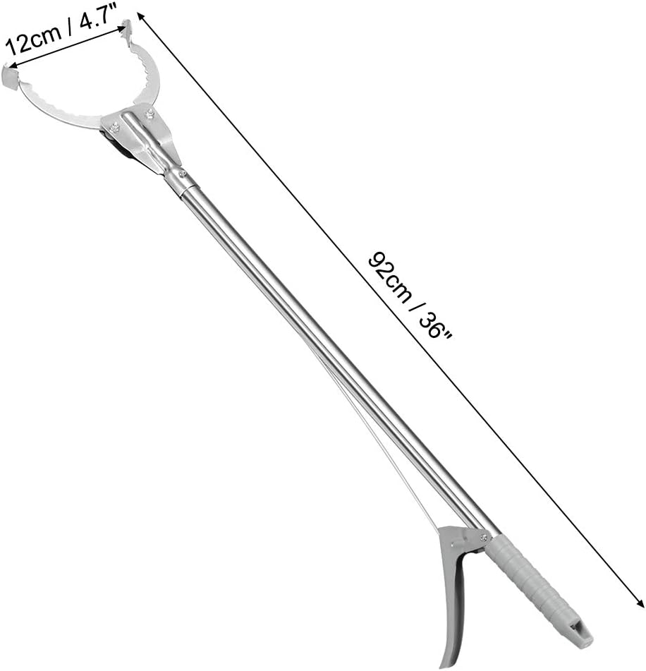 uxcell 36inch Grabber Gripper Tool Extender Claw Garbage Picker Stainless Steel Gray 2Pcs