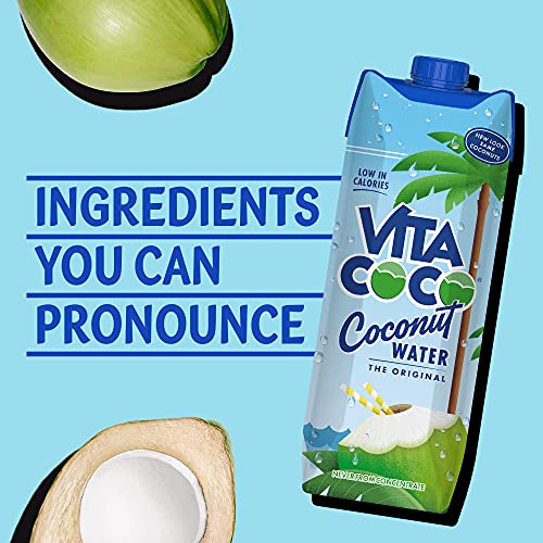 Vita Coco Coconut Water, Pure Original, Refreshing Coconut Taste, Natural Electrolytes, Vital Nutrients, 33.8 Oz (Pack of 6)