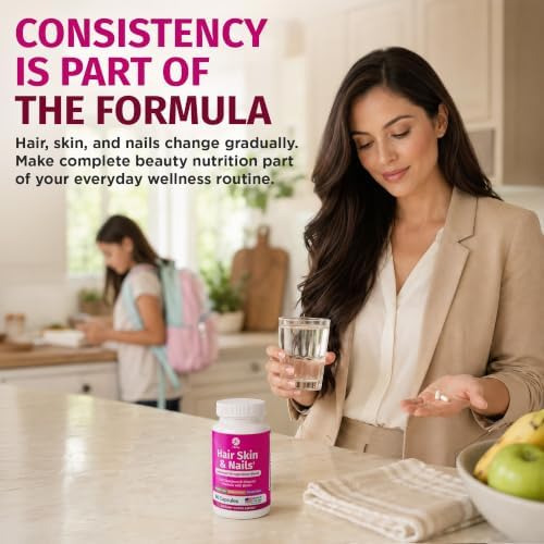 1 Body Hair Skin & Nails with Biotin, Vegan Vitamins, 60 Capsules | Look Good, Feel Confident. Supports healthy hair, skin, and nails as part of your daily beauty routine.*