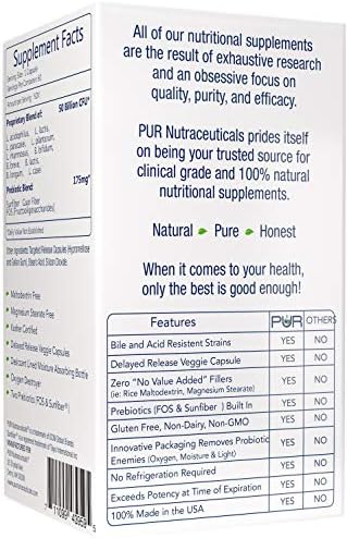 Clinical Grade Probiotics, 50 Billion CFUs, 60 Capsules | 10 Strains, Built-In Prebiotic, 2 Month Supply, All Natural, 100% Made in USA