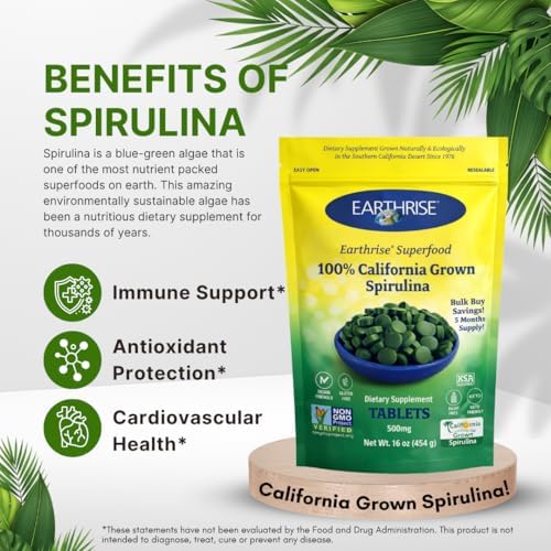Earthrise Superfood California Spirulina 500mg Tablets, 1 LB