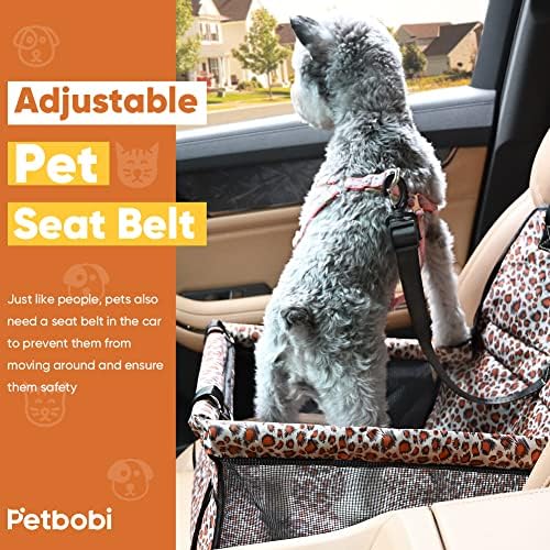 Petbobi Dog Car Seat for Small Dogs and Cats up to 15 lbs, Portable Booster | Pink, Water-resistant Oxford fabric, PVC Tubes, Folds Flat, Clip-on Leash Keeps Pups Secure and Drivers Focused